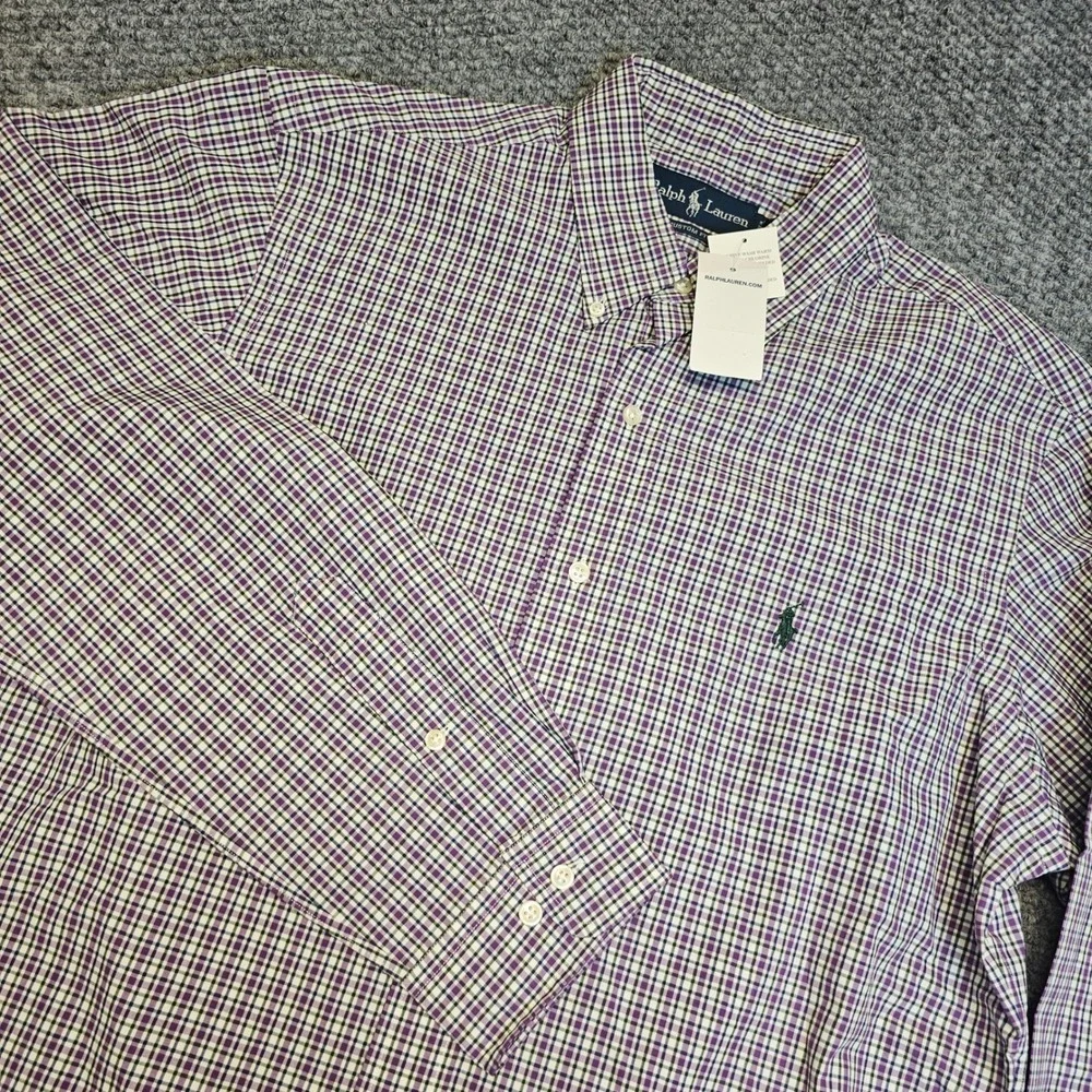 NWT Vintage Polo Ralph‎ Lauren Custom Fit Plaid Button Down Shirt Men's Large